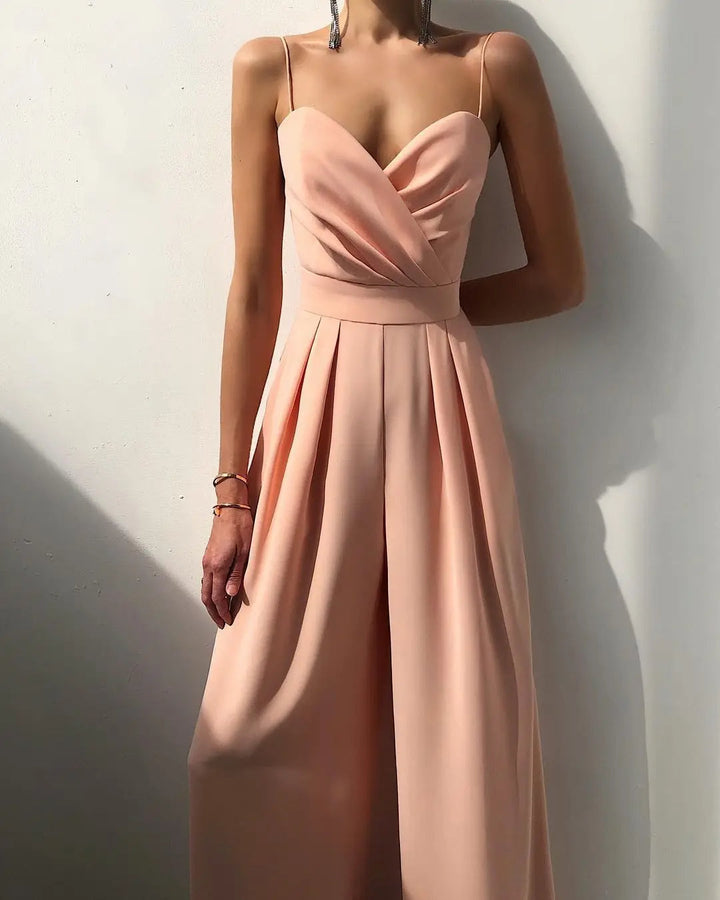 Sleeveless Jumpsuit with High Waist and Wide Legs