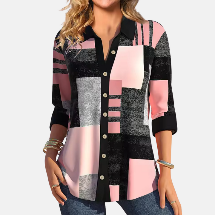 comfortable Women's Blouse with Check Pattern