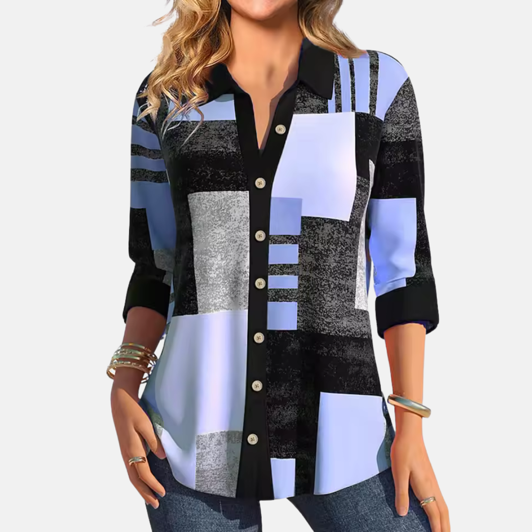 comfortable Women's Blouse with Check Pattern