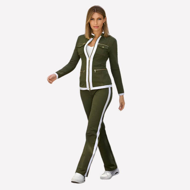 Women’s Zip Jacket & Pant Set – Contrast Trim Style