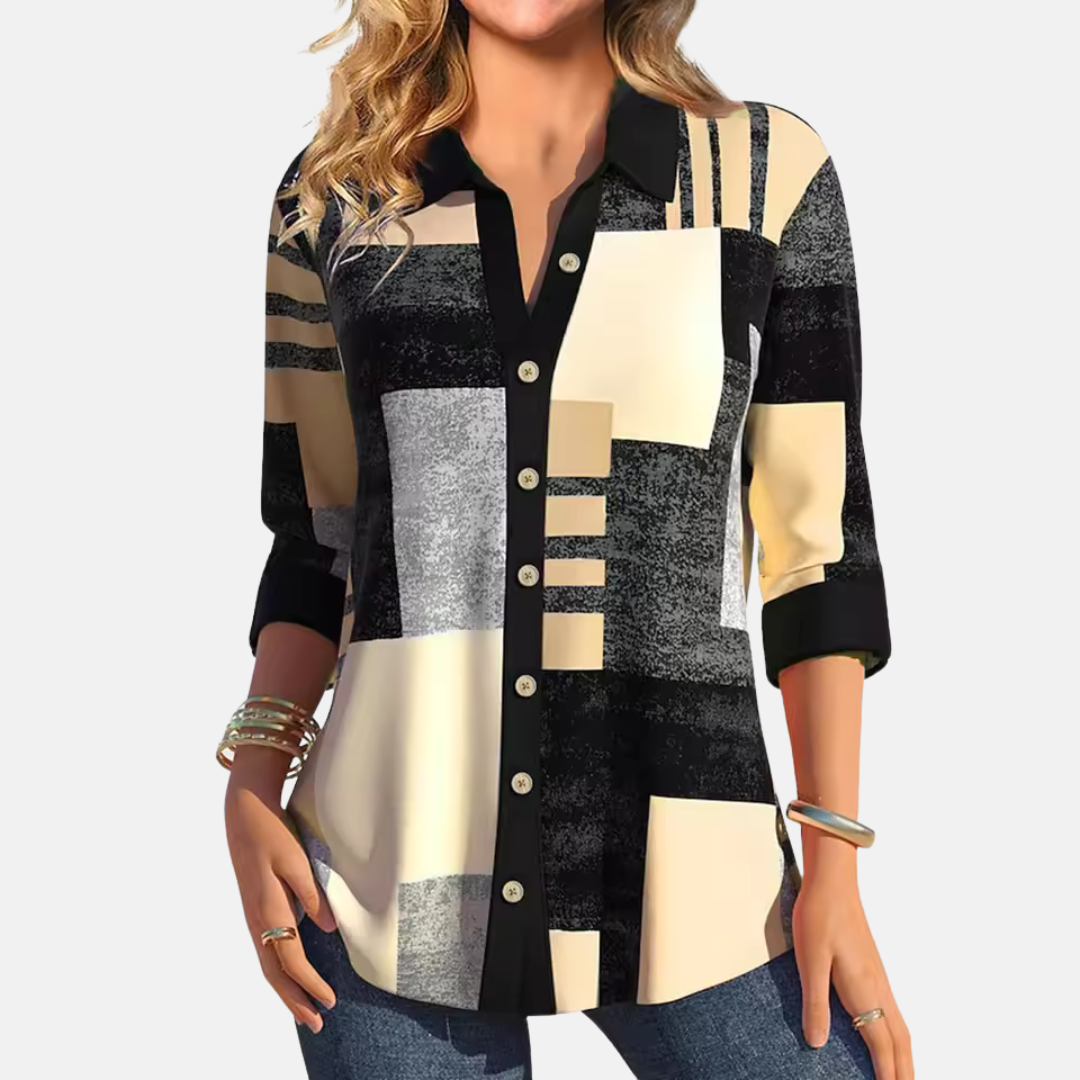 comfortable Women's Blouse with Check Pattern