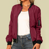 Trendy Lightweight Bomber Jacket with Zipper – Women’s