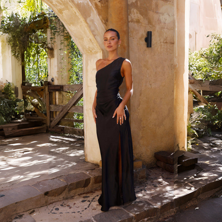 Women’s One Shoulder Satin Maxi Dress
