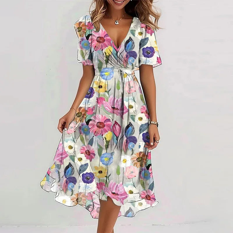 Flowy Floral Summer Dress (Knee-Length)