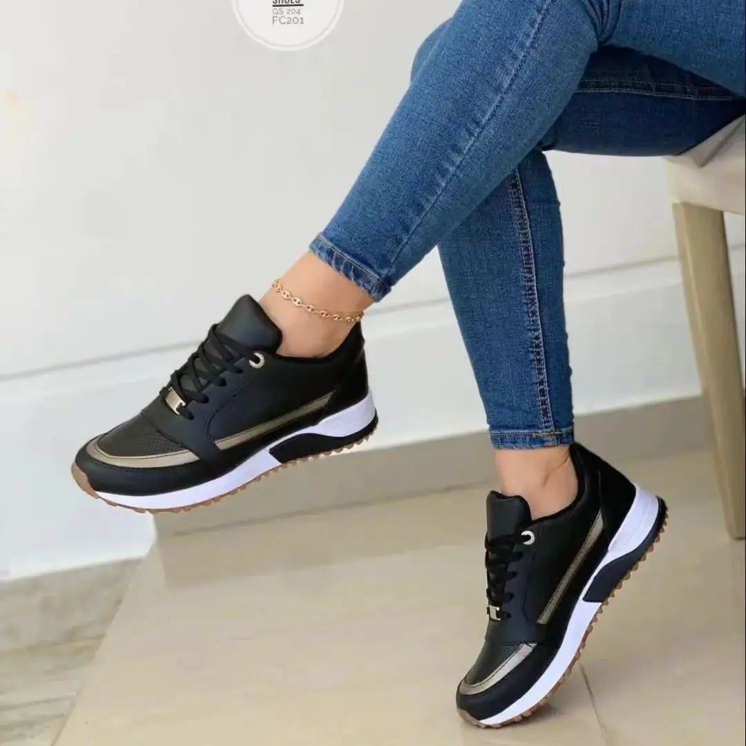 Women's Mesh Leather Patchwork Sneakers