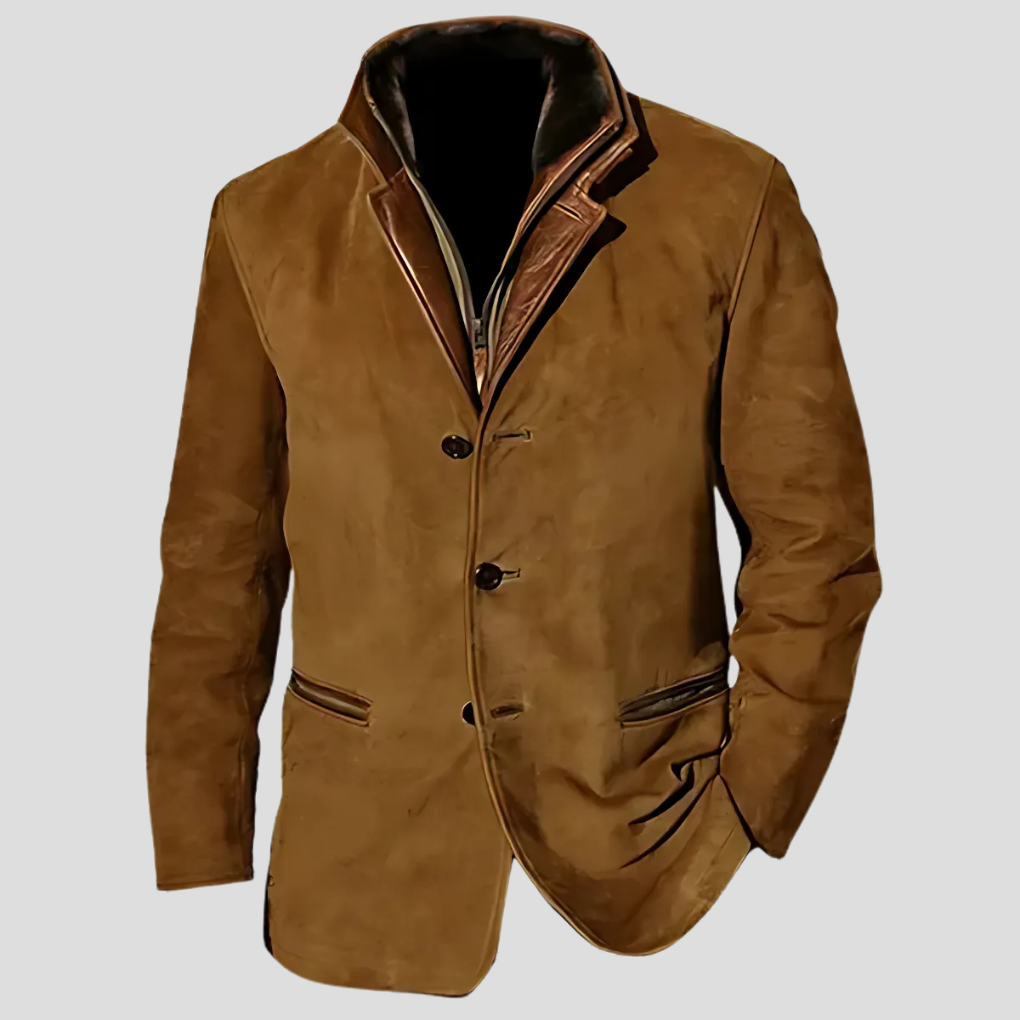Men’s Retro Contrast Collar Jacket