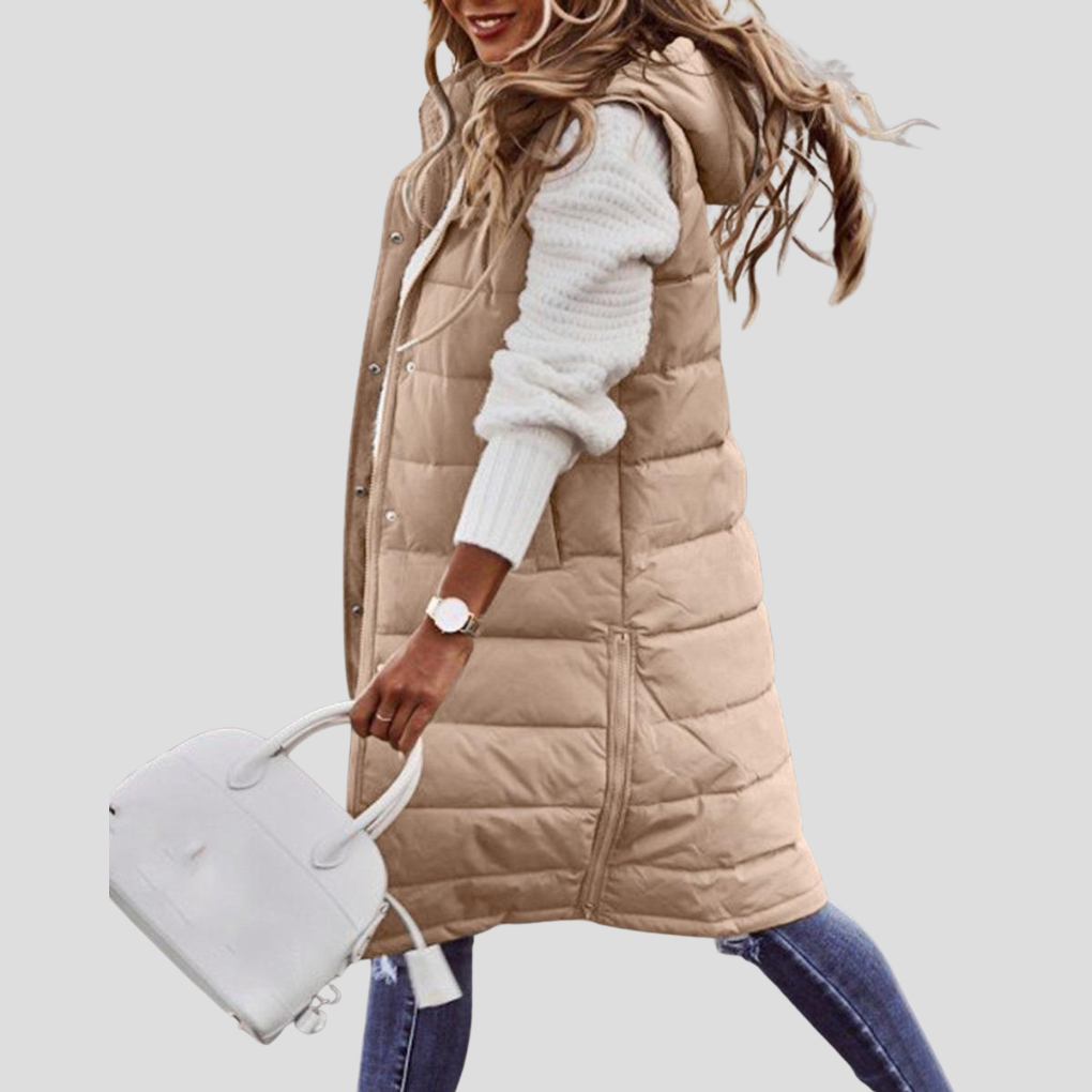 Women’s Long Hooded Bodywarmer