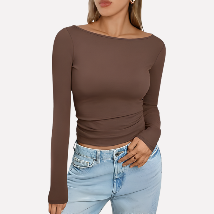 Women’s Boat Neck Long Sleeve Top