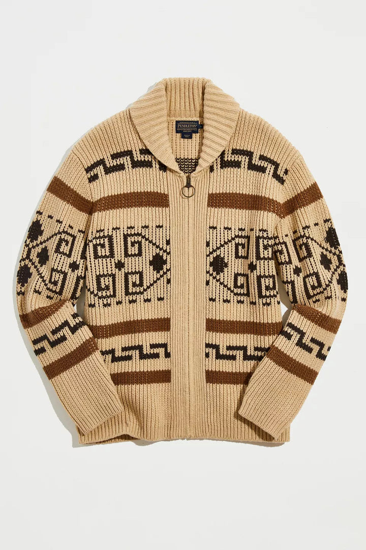 Vintage Jacquard Knitted Men's Cardigan with Zipper Timeless Style Meets Modern Comfort