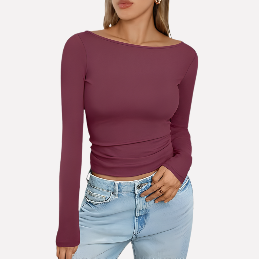 Women’s Boat Neck Long Sleeve Top