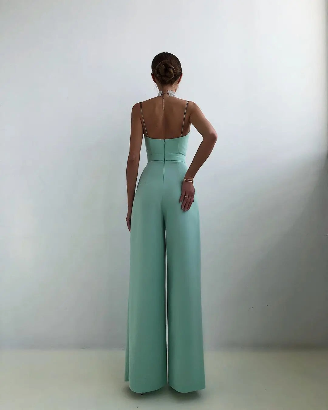 Sleeveless Jumpsuit with High Waist and Wide Legs