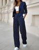 Chic und Stil | Part Blazer and Trousers - Striped Cropped Blazer and Wide Trousers with High Waist
