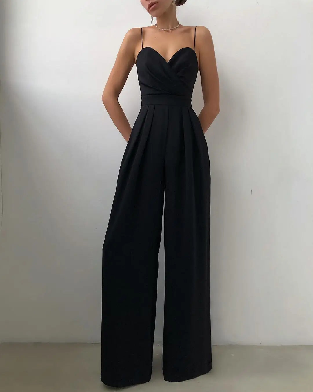 Sleeveless Jumpsuit with High Waist and Wide Legs