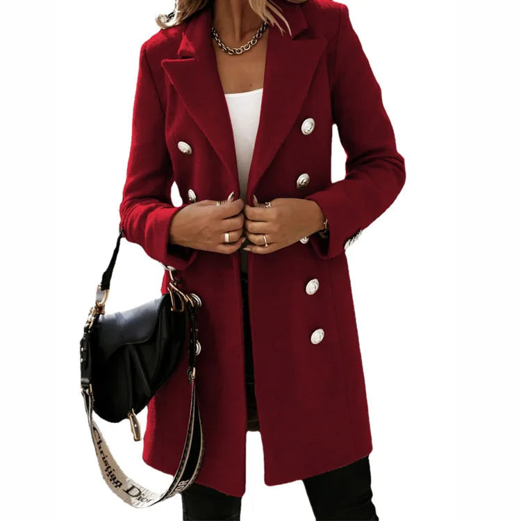 Elegant Long Wool-like Coat for Women
