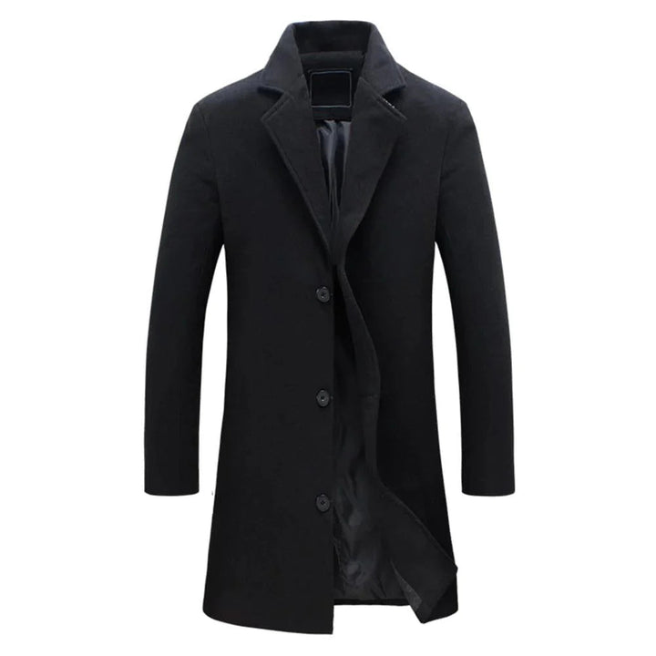 Men's Long Winter Coat with Notch Lapel
