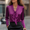 Women’s Classic Bow Tie Blouse – Chic Long-Sleeve Top