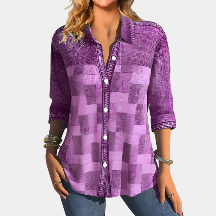 comfortable Women's Blouse with Check Pattern