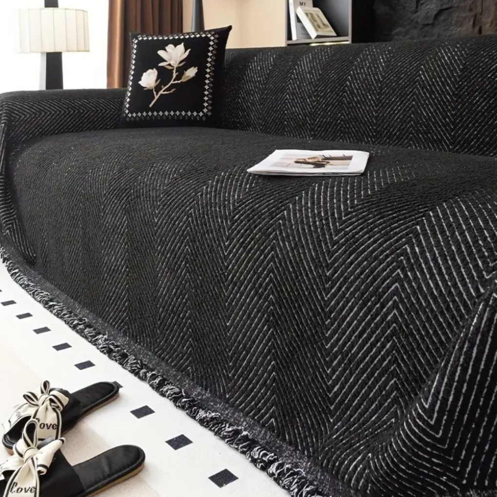 Reversible Herringbone Couch Cover
