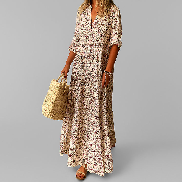 Women’s Vintage Print Lightweight Maxi Dress