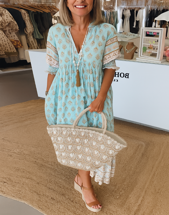 Bohemian Lantern Sleeve Dress