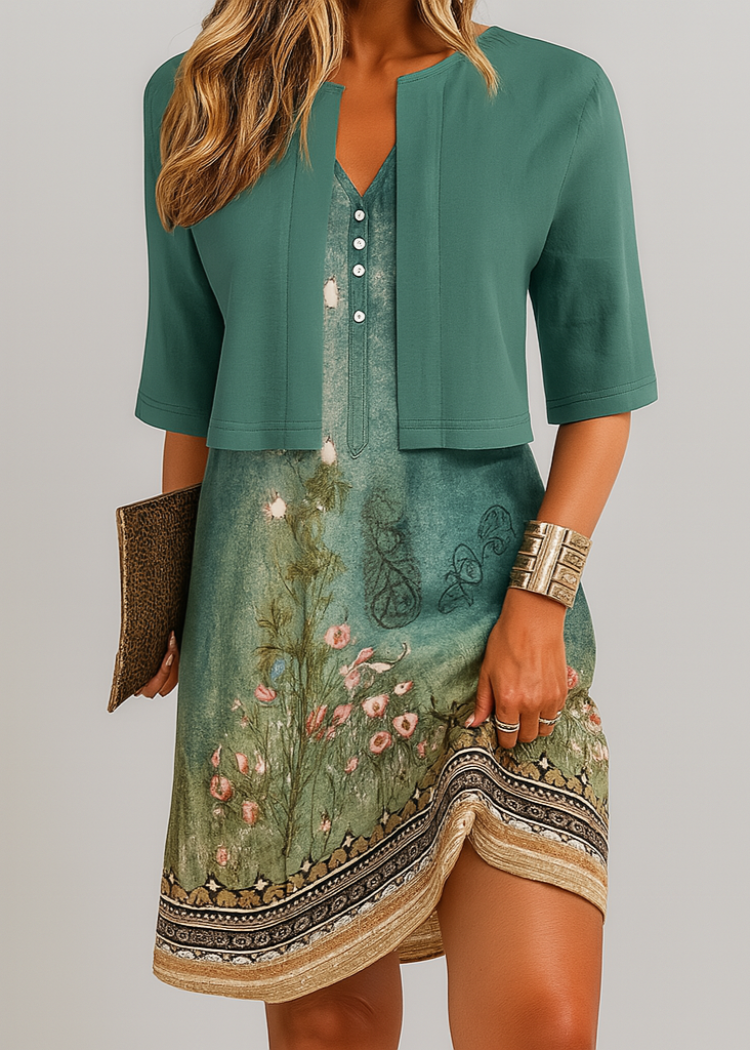 Elegant Two Piece Long Skirt Dress