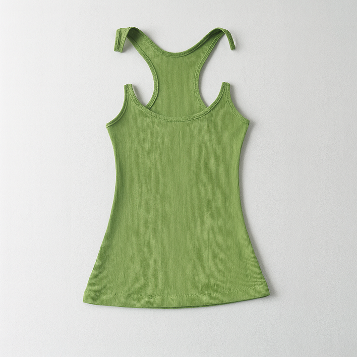 Women Invisible Strap Ribbed Tank Top
