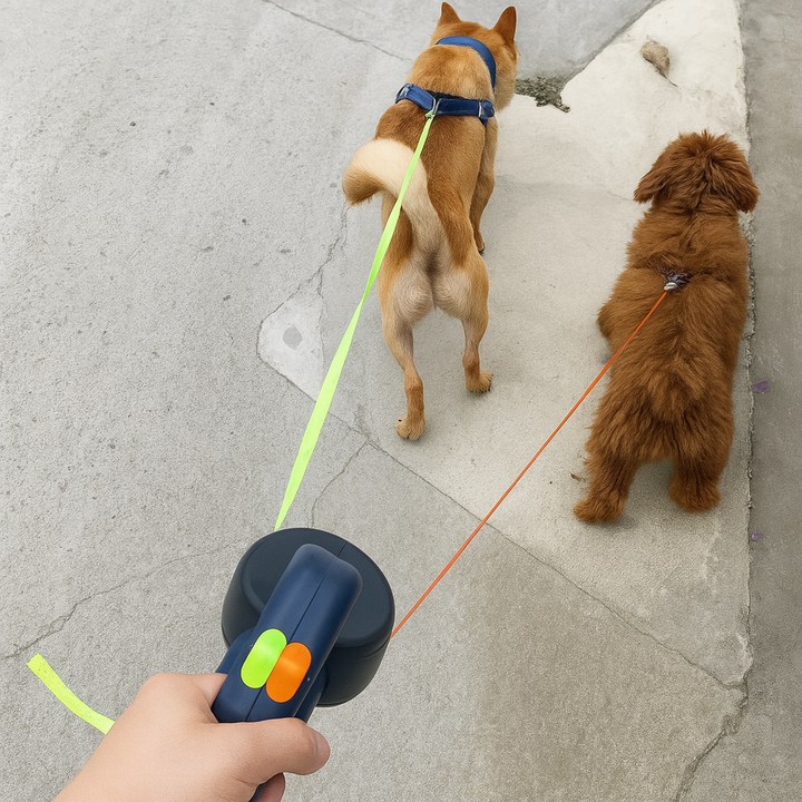 Dual Retractable Dog Leash with 360° Rotation