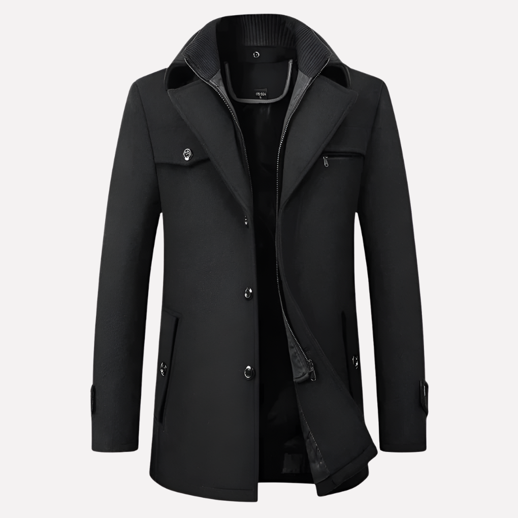 Men’s Jacket with Lapel Collar and Buttons