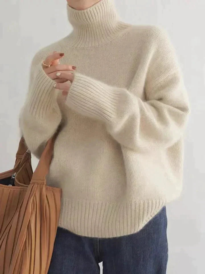 Luxe fine Wool-like Turtleneck Sweater for Women