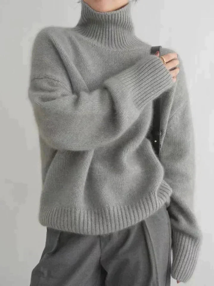 Luxe fine Wool-like Turtleneck Sweater for Women