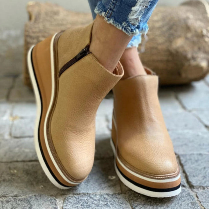 Women's Wedge Ankle Boots with Vintage Charm