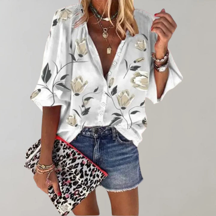 Summer Floral Print Blouse for Women