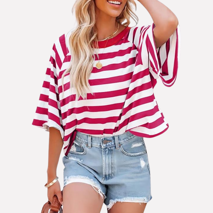 Women’s Striped Color Block Crewneck Top