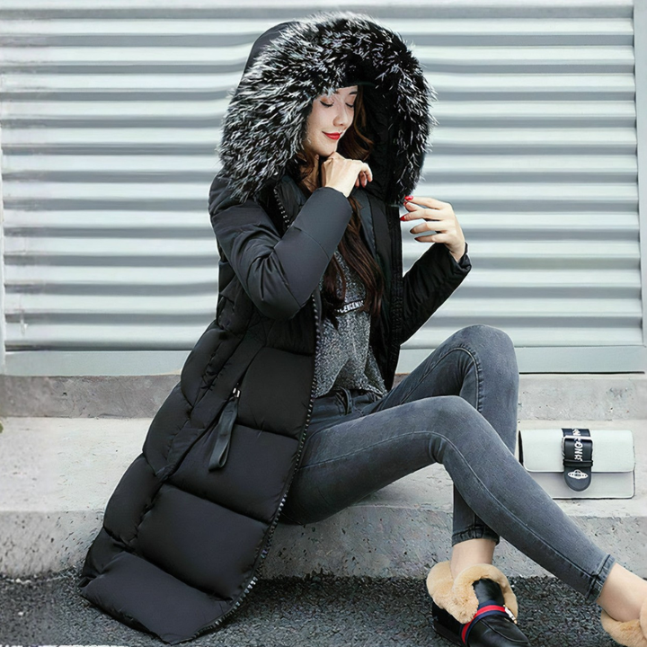 Women’s Long Coat with Fur Collar