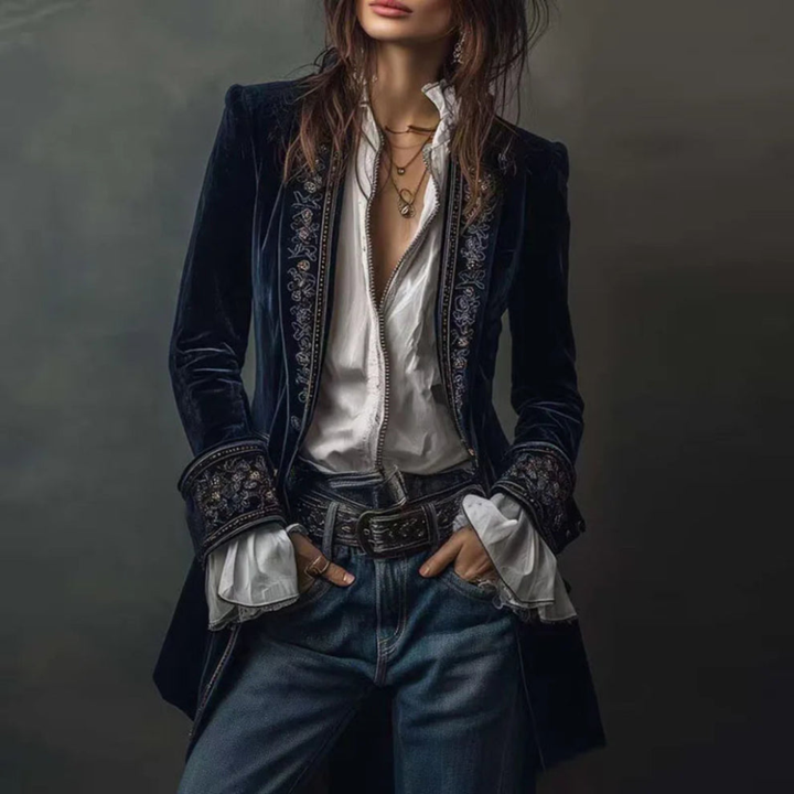 Women’s Embroidered Blazer Long Jacket