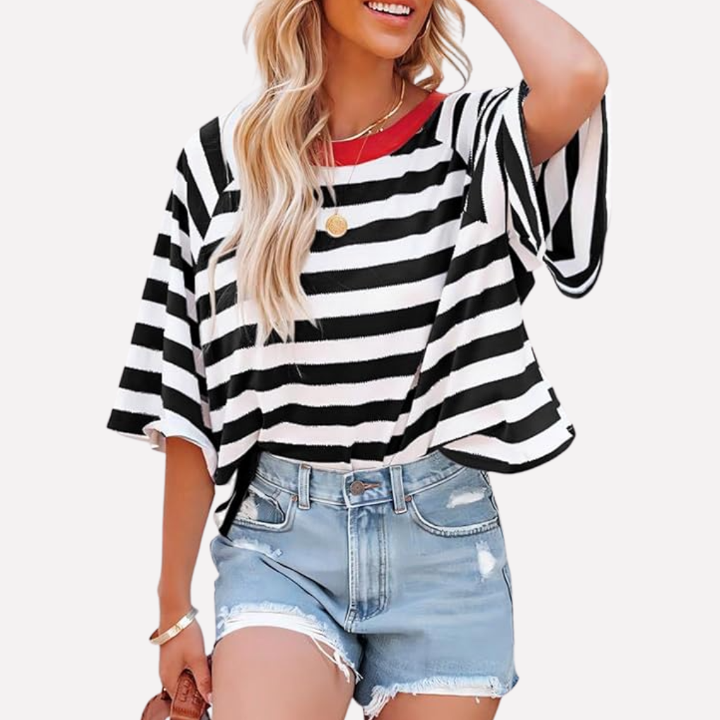 Women’s Striped Color Block Crewneck Top