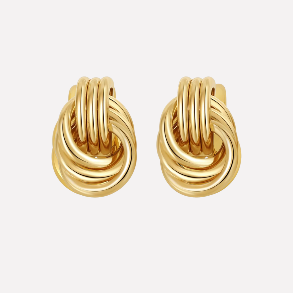 Gold‑Toned Knot Drop Earrings