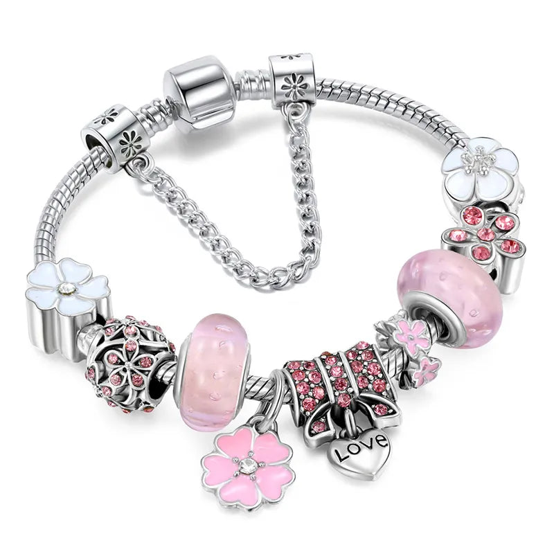 Unique Electroplated Alloy Charm Bracelet Love