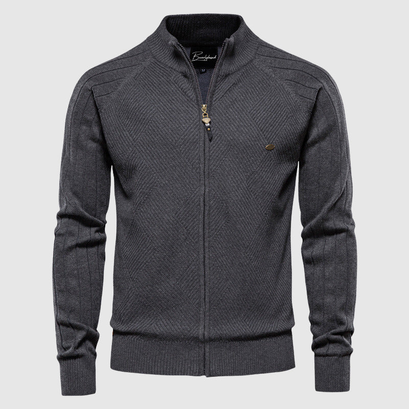 Zyan – Men's Full Zip Cardigan Sweater in Cotton