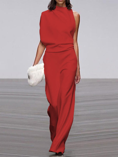 Sleeveless Jumpsuit with Open Back Effortless Elegance with a Contemporary Twist