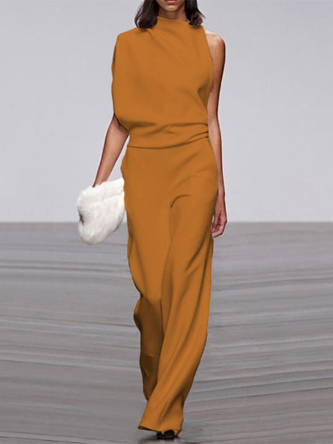 Sleeveless Jumpsuit with Open Back Effortless Elegance with a Contemporary Twist