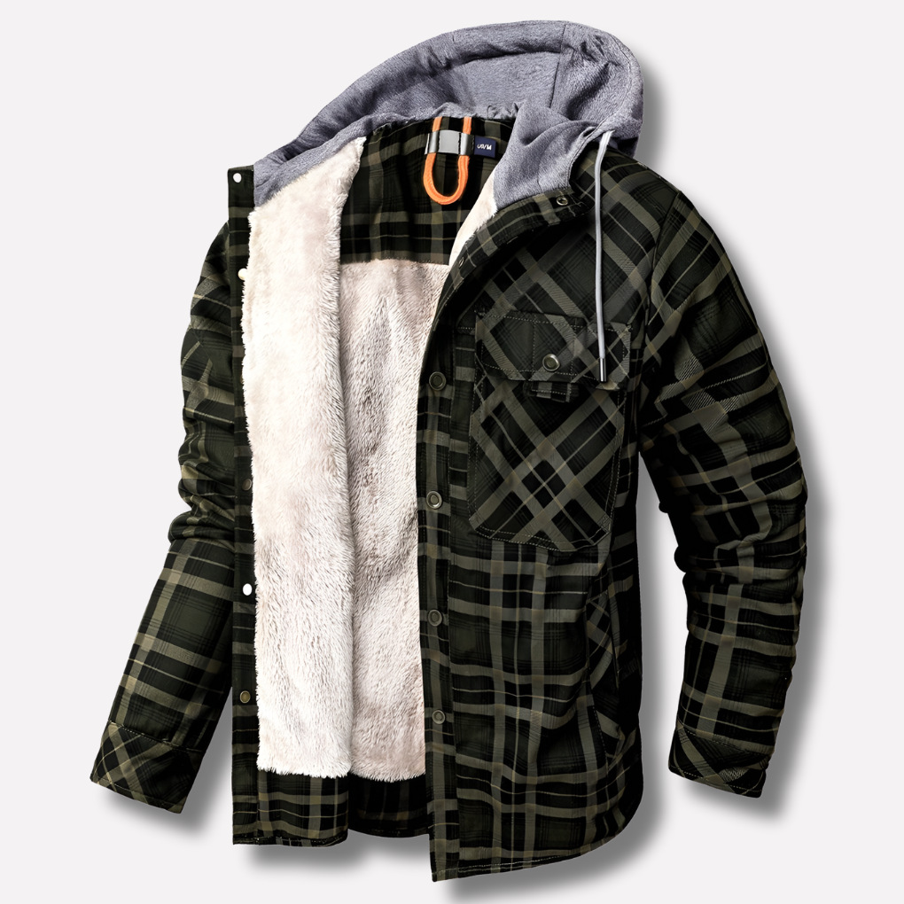Men’s Plaid Hooded Shirt Jacket