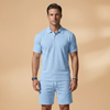 Men’s Summer Polo & Shorts Set with Button Placket