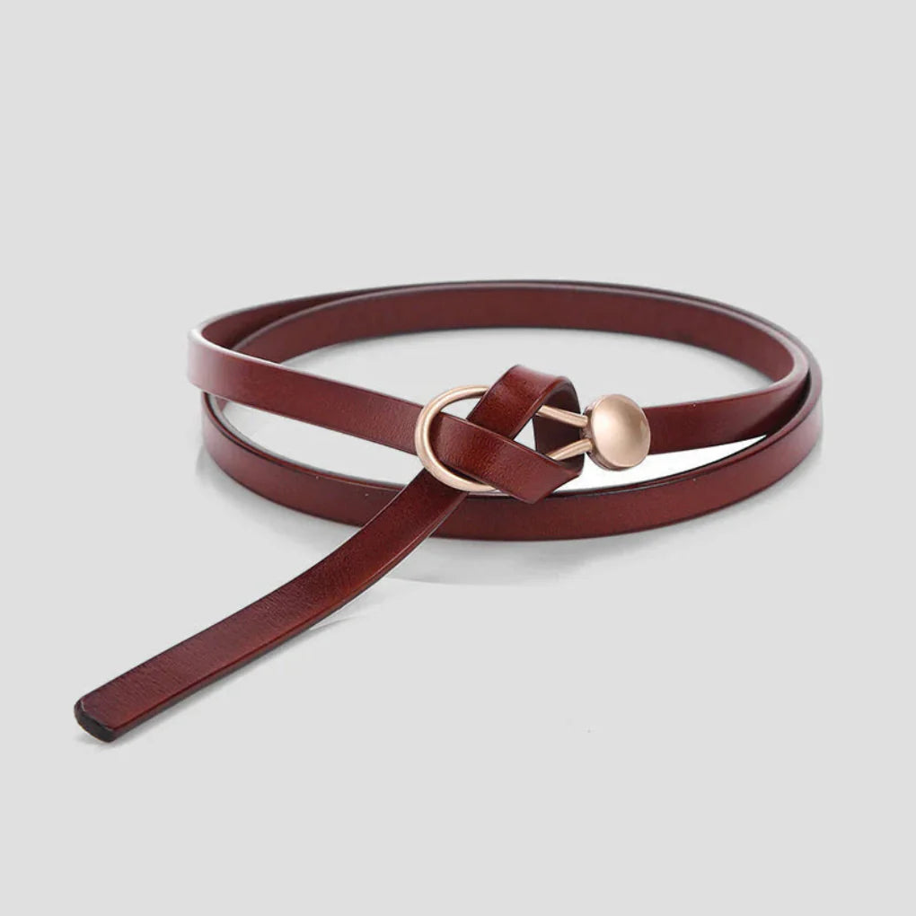 Women's Thin Faux Leather Bow Belt