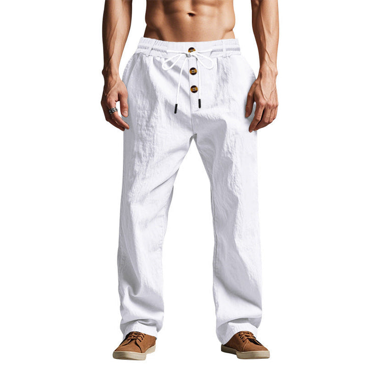 Casual pants for men with elastic waistband and button detail Lune London