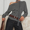 Women's asymmetrical long sleeve shirt with fashionable stripes and halter neck Lune London