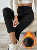 Women's Fleece-lined Leggings with High Waist and Drawstring Lune London