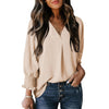 Women's V-Neck Blouse with Casual Balloon Sleeves and Ruffle Details Chic und Stil