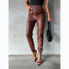 Women's faux leather pants with elastic waistband and slim fit Lune London
