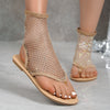 Ladies mesh ankle sandals adorned with rhinestones Lune London